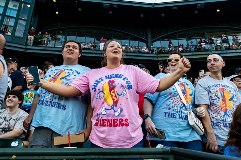 Fans get hyped for the Wiener Drop World Record Attempt, sponsored by Pabst Light, at Duly Heath and Care Field on July 22, 2025.