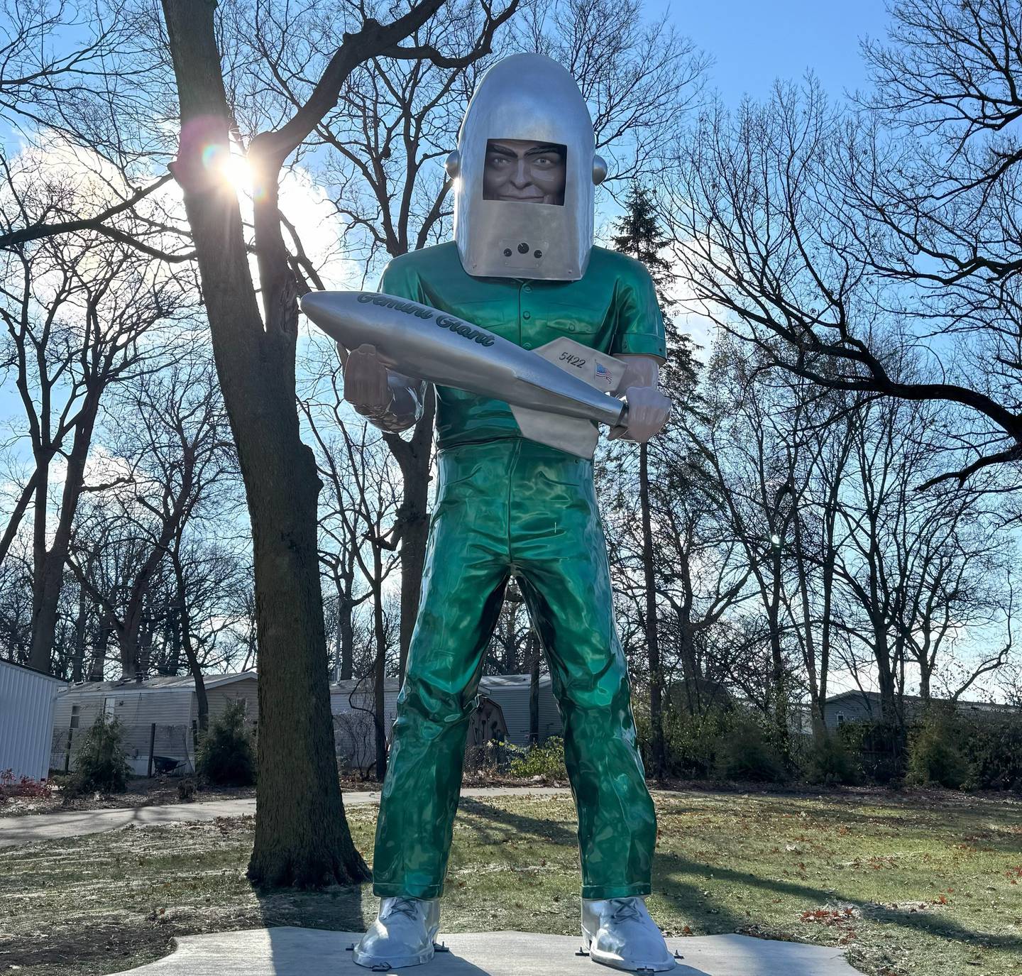 The Landing Pad souvenir stop opens to the public, just feet away from the legendary Gemini Giant. 
Photo provided by Heritage Corridor Destinations.