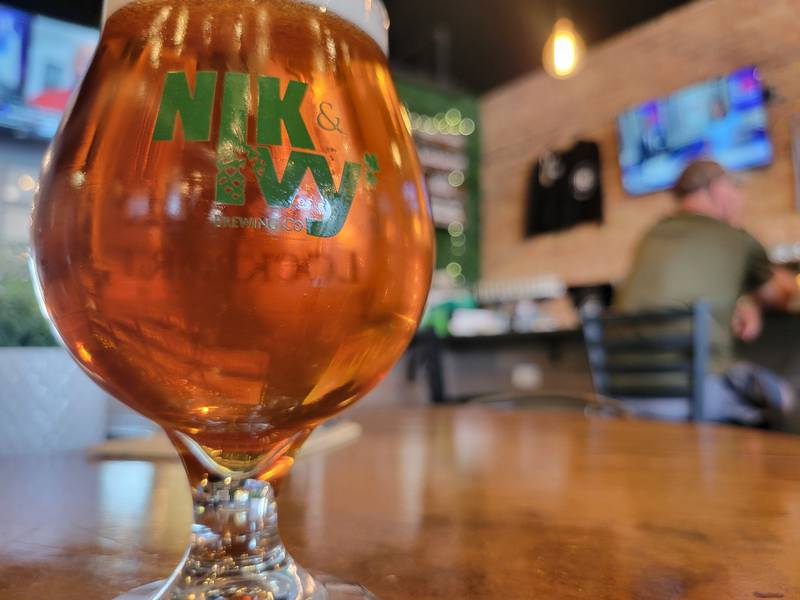 The Huebner, an American IPA  is one of the over 12 beverages options Nik & Ivy Brewing in Lockport.